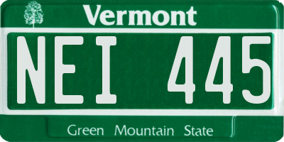 VT license plate NEI445