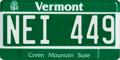 VT license plate NEI449
