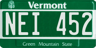 VT license plate NEI452
