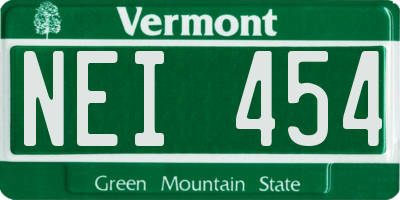 VT license plate NEI454