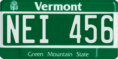 VT license plate NEI456