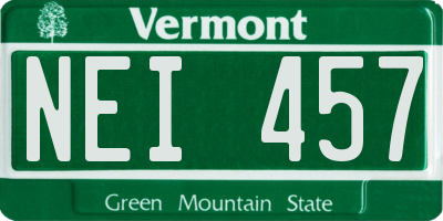 VT license plate NEI457