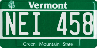 VT license plate NEI458