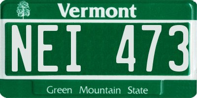 VT license plate NEI473
