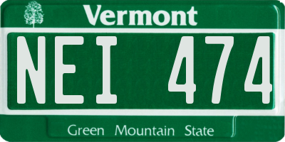 VT license plate NEI474