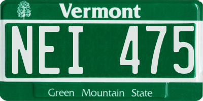 VT license plate NEI475