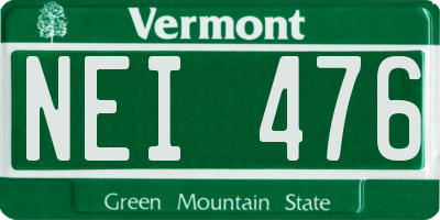 VT license plate NEI476