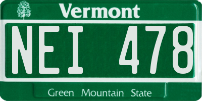 VT license plate NEI478