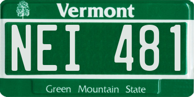 VT license plate NEI481