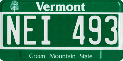 VT license plate NEI493