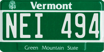 VT license plate NEI494
