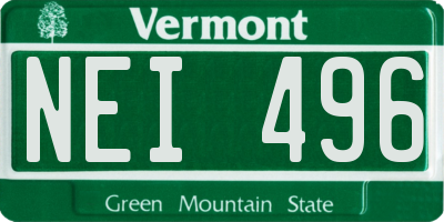 VT license plate NEI496