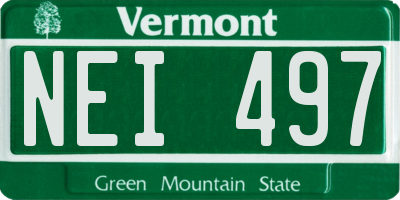 VT license plate NEI497
