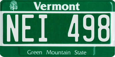 VT license plate NEI498