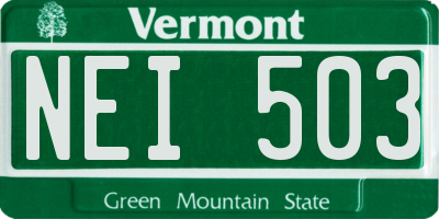 VT license plate NEI503