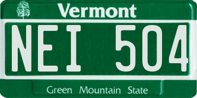VT license plate NEI504