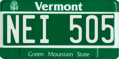 VT license plate NEI505
