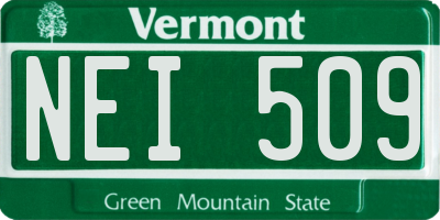 VT license plate NEI509