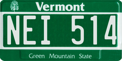 VT license plate NEI514