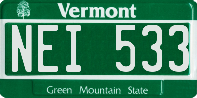 VT license plate NEI533