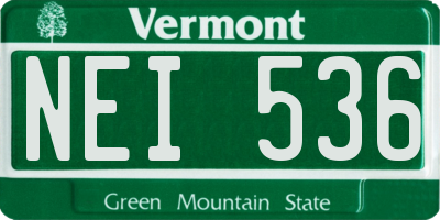 VT license plate NEI536