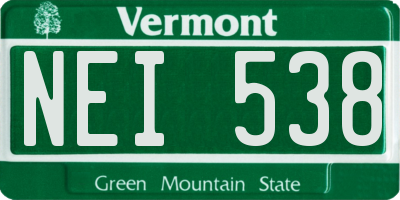 VT license plate NEI538