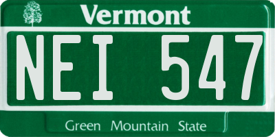 VT license plate NEI547