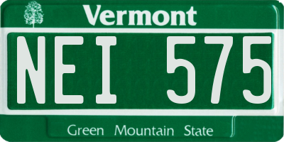 VT license plate NEI575