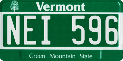 VT license plate NEI596