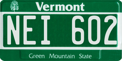 VT license plate NEI602