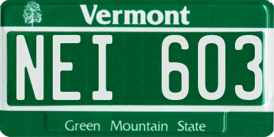 VT license plate NEI603