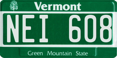 VT license plate NEI608
