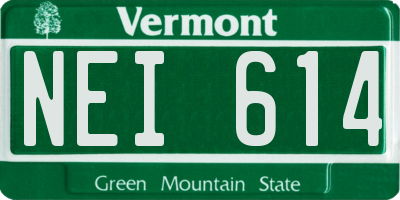 VT license plate NEI614