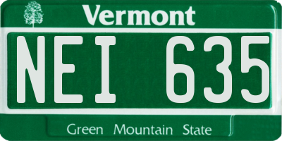 VT license plate NEI635