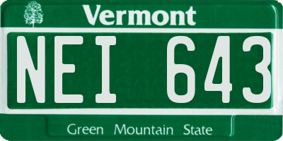 VT license plate NEI643