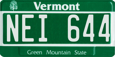 VT license plate NEI644