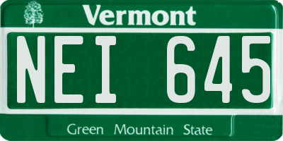 VT license plate NEI645
