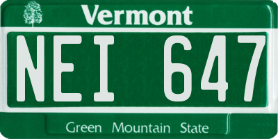 VT license plate NEI647