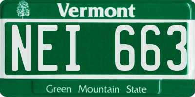 VT license plate NEI663