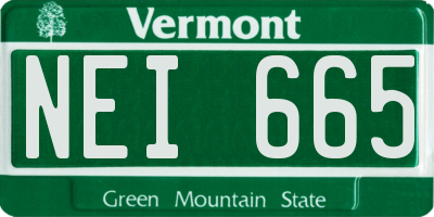VT license plate NEI665