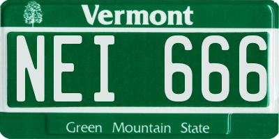 VT license plate NEI666