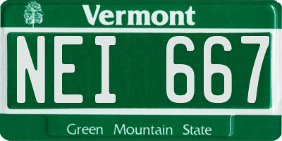 VT license plate NEI667