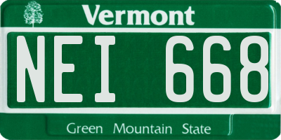 VT license plate NEI668
