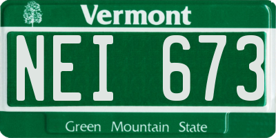 VT license plate NEI673