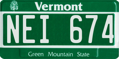 VT license plate NEI674