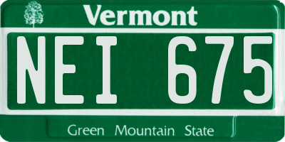 VT license plate NEI675