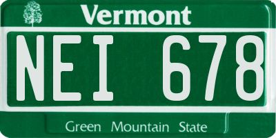 VT license plate NEI678