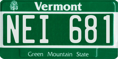 VT license plate NEI681