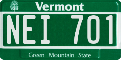 VT license plate NEI701