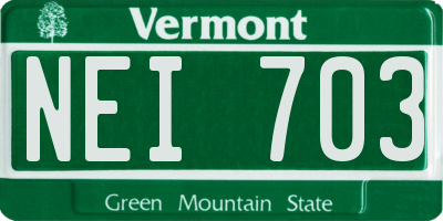 VT license plate NEI703